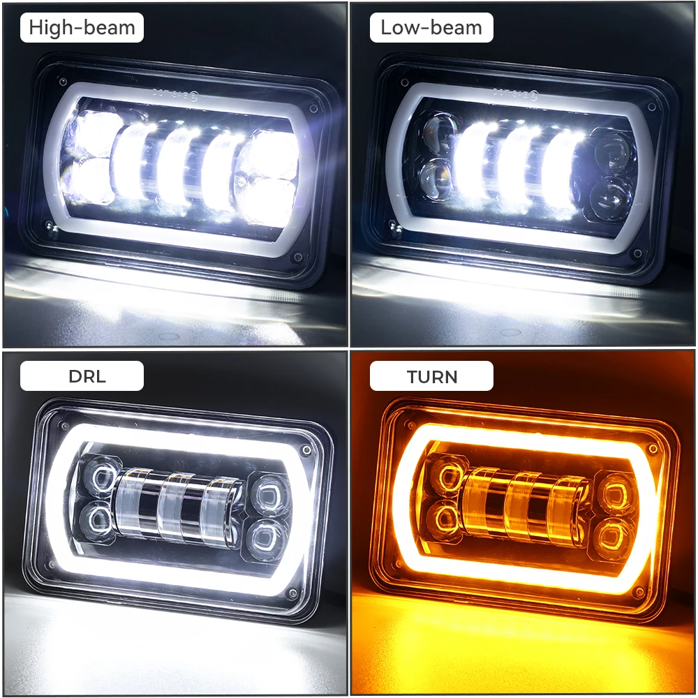1pc Black Motorcycle DRL Lamp 4X6 LED Headlight For Honda XR250 XR400 XR650 Suzuki DRZ Accessories Rectangular Light