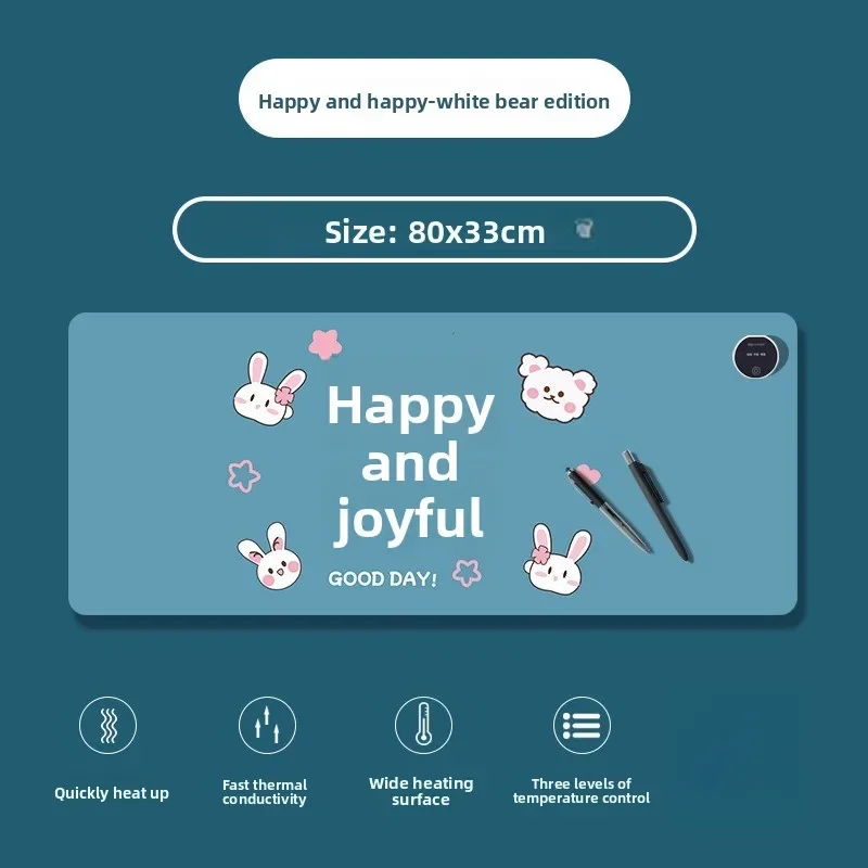 

Popular heated mouse pad large heating desk pad office computer desktop heating pad writing word gift