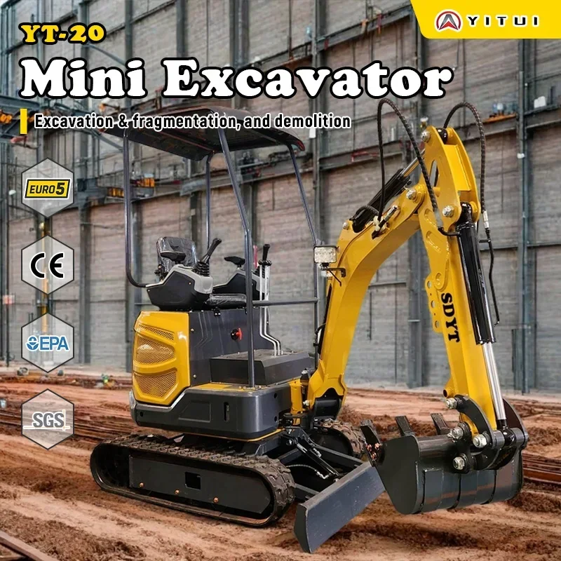 حفارة صغيرة 1.2 طن مسار مخصص لمزرعة البستان جودة عالية CE EPA Euro 5 متوافق مع التسليم السريع