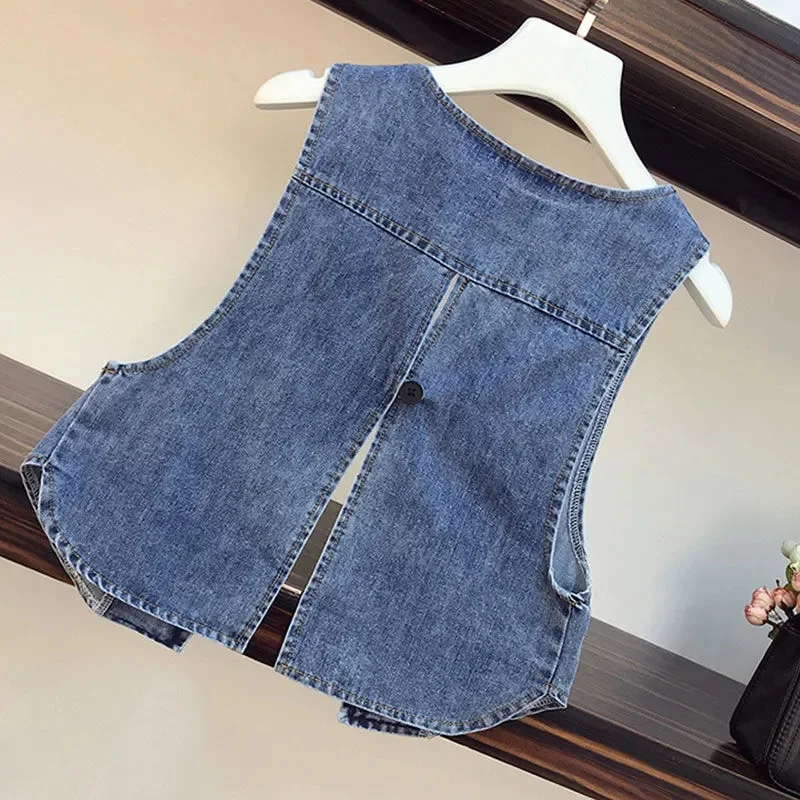 2026 spring/summer new denim vest jacket for women Korean version sleeveless short Waistcoat female Cowboy Outwear Casual top