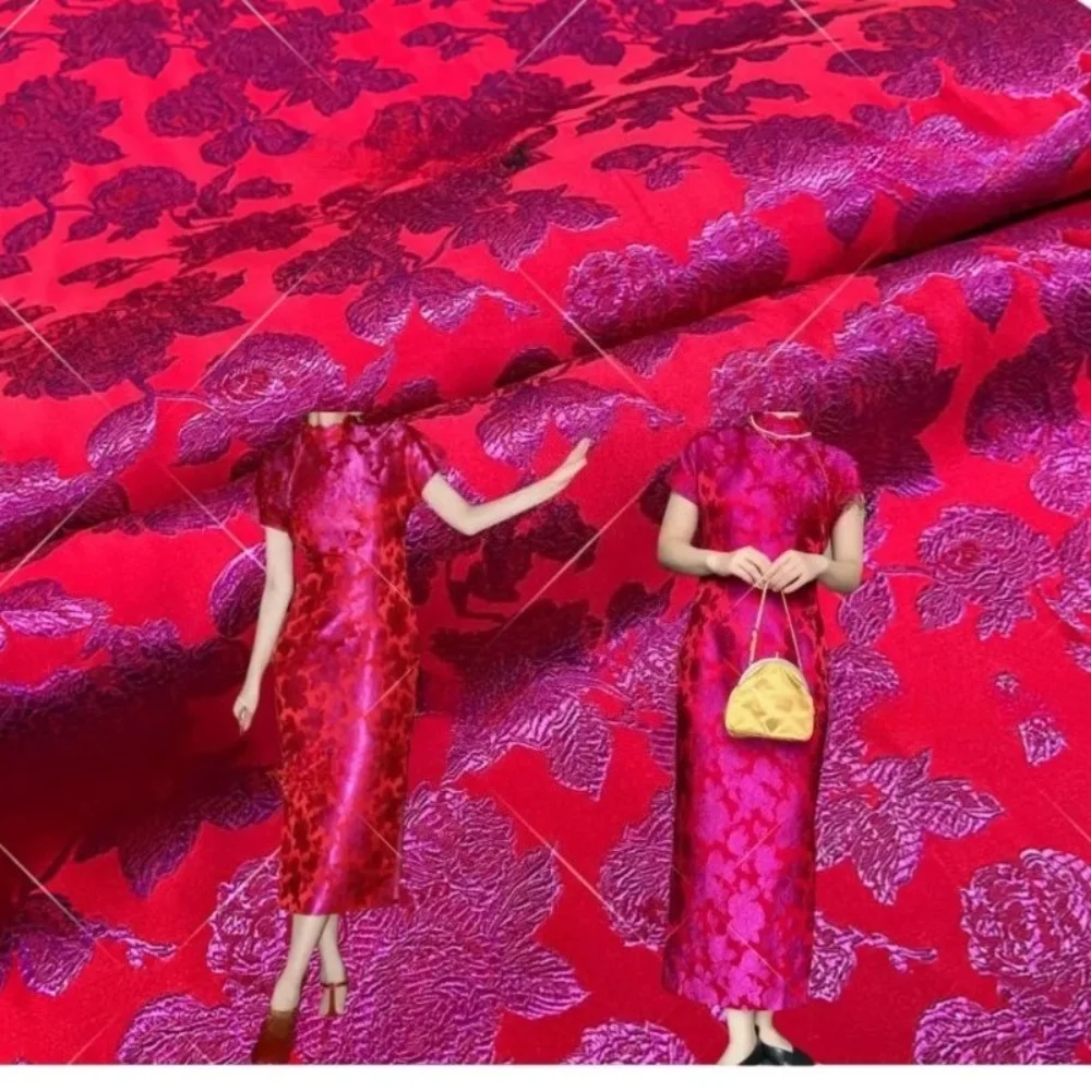 

Brocade Jacquard Fabric Dyed Polyester Material Dress Cheongsam Clothing Apparel Sewing By The Meter Wholesale Cloth