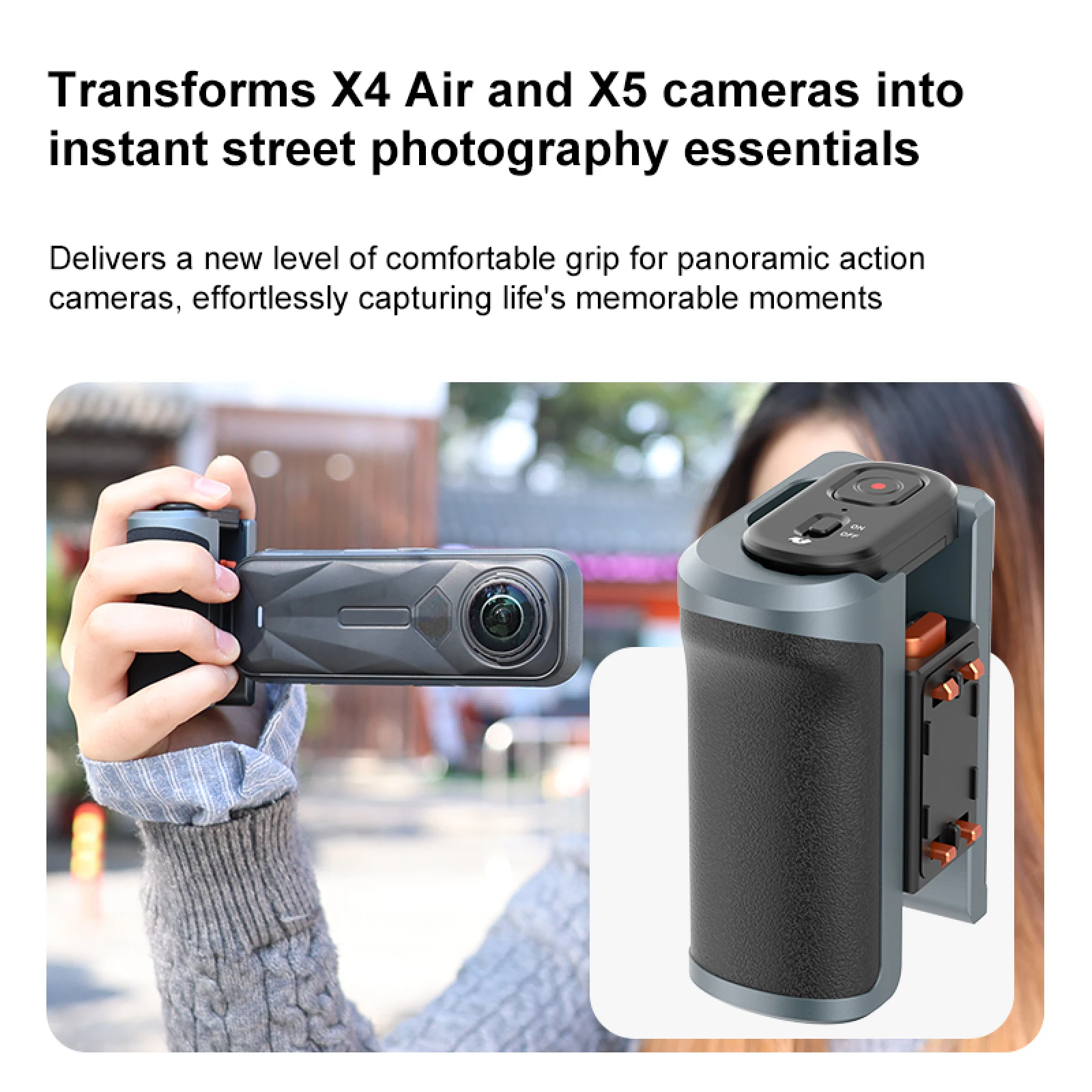 인스타360 X4/Air/X5용 스트리트 포토그래피 브 - Photography Grip Insta360 X5 리뷰 및 가격