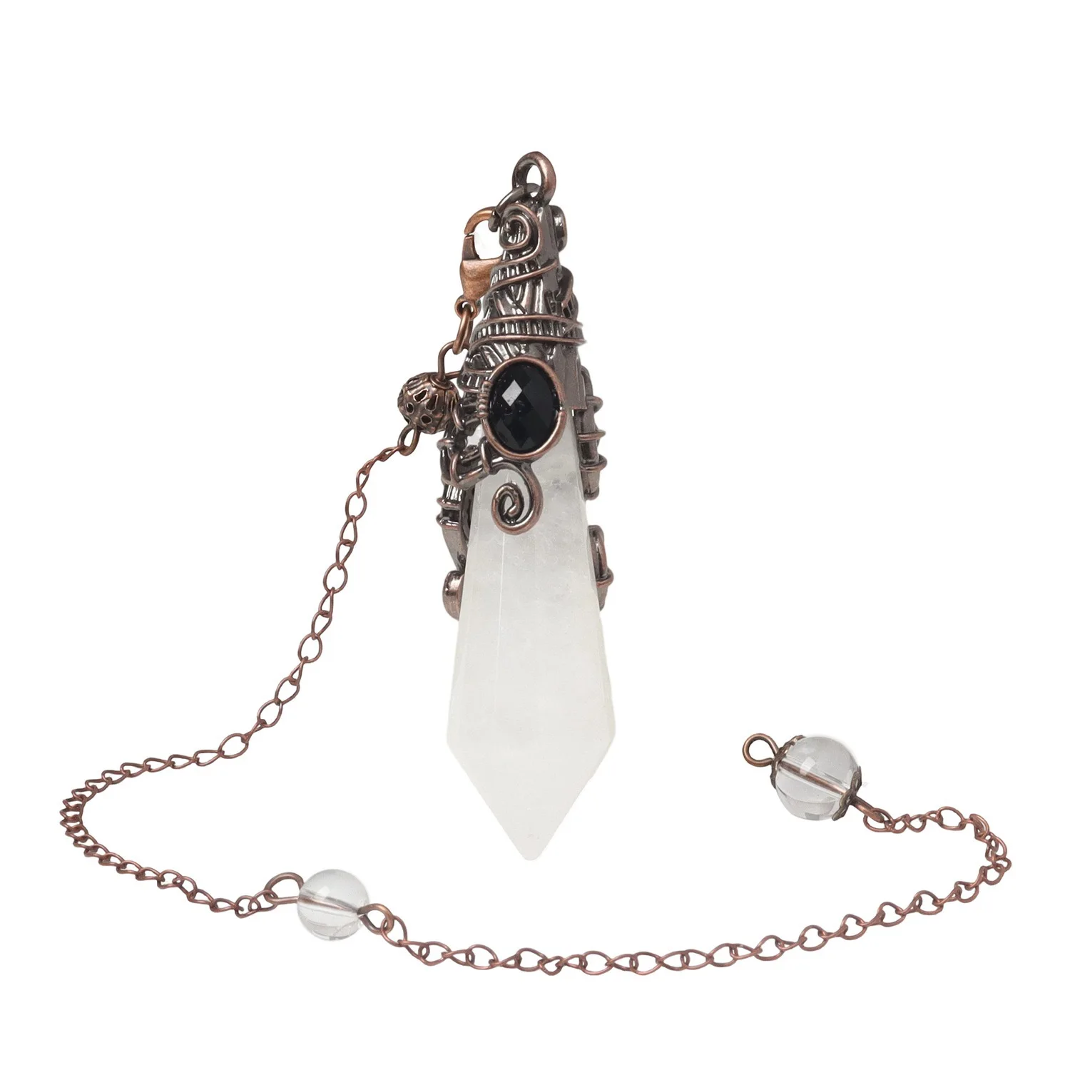 Healing 12 Facet Point Crystal Stone Pendulum for Divination Dowsing Fluorite Labradorite Lapis Lazuli Clear Quartz Pendulo x332