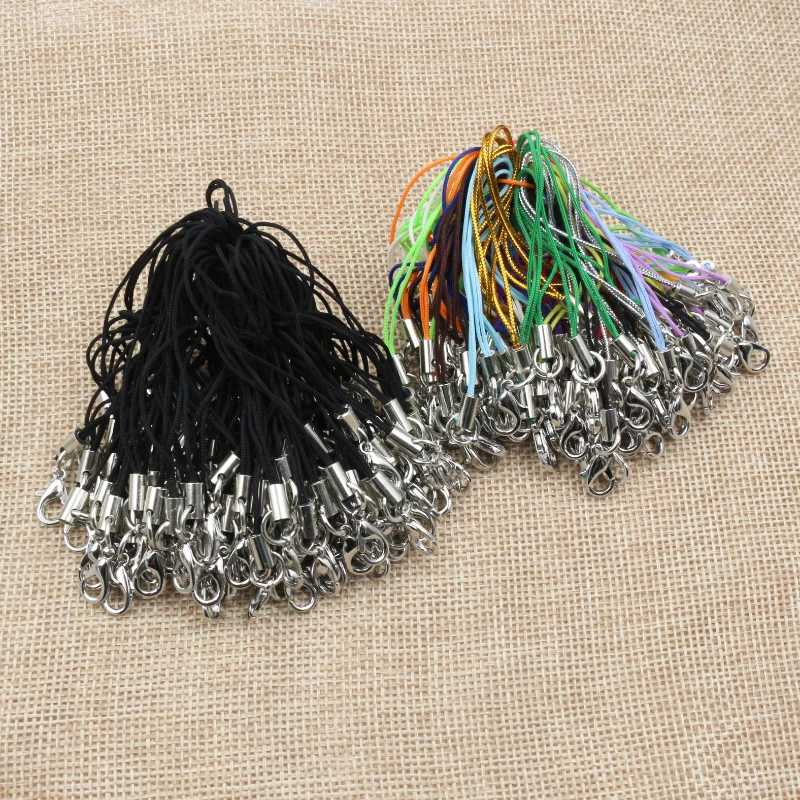 100pcs Lanyard Lariat Strap Cords Lobster Clasp Rope Keychains Hooks Mobile Set Charms Keyring Bag Accessories Key Ring