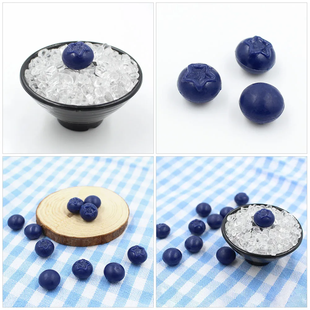 50pcs Artificial Blueberries Decor Simulation Resin Fruits Model Layout Scene Photography Props Fake Fruit Accessories
