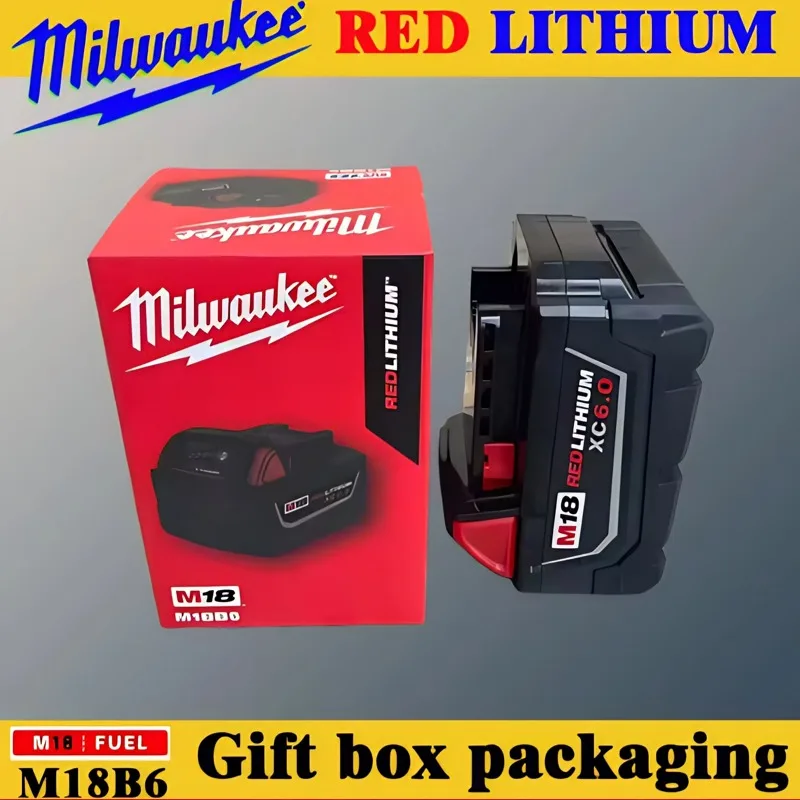 

2026 100% Milwaukee M18 6.0Ah 5.0Ah Battery, 18V RED Lithium-Ion Replacement Battery for 48-11-1860 2604-22 M18 Power Tools