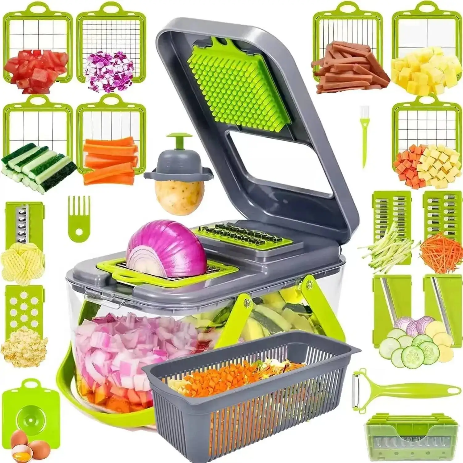 

22 In 1 Multifunctional Vegetable Onion Grater Carrot Potato Shredder Fruit Slicer Garlic Chopper Kitchen Gadget Tool