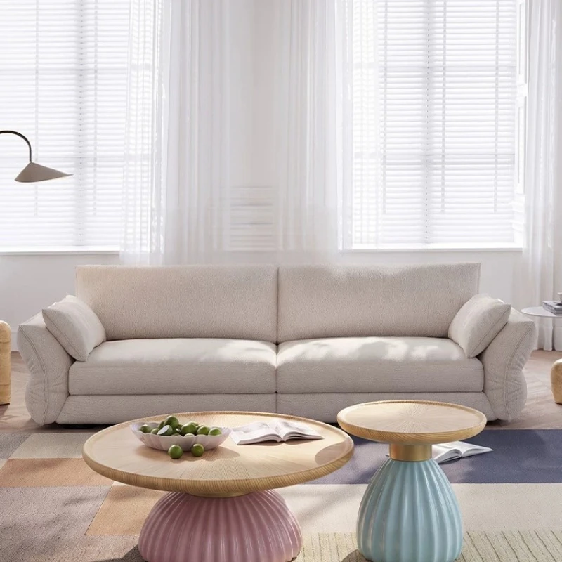Dedicated space,  cream wind, dopamine ins wind, advanced sense, Korean small apartment round coffee table combination