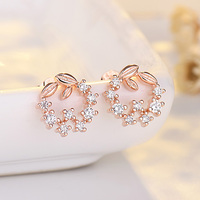 Romantic Zircon Flower Stud Earring For Women Korean Crystal Sweet Butterfly Flowers Tulip Exquisite Earring Party Charm Jewelry