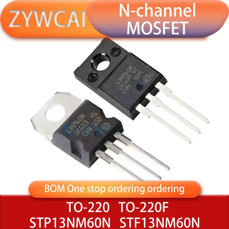 

2pcs STP13NM60N TO220 STF13NM60N TO220F 13NM60N N-channel 600V 11A Field Effect Transistor MOSFET