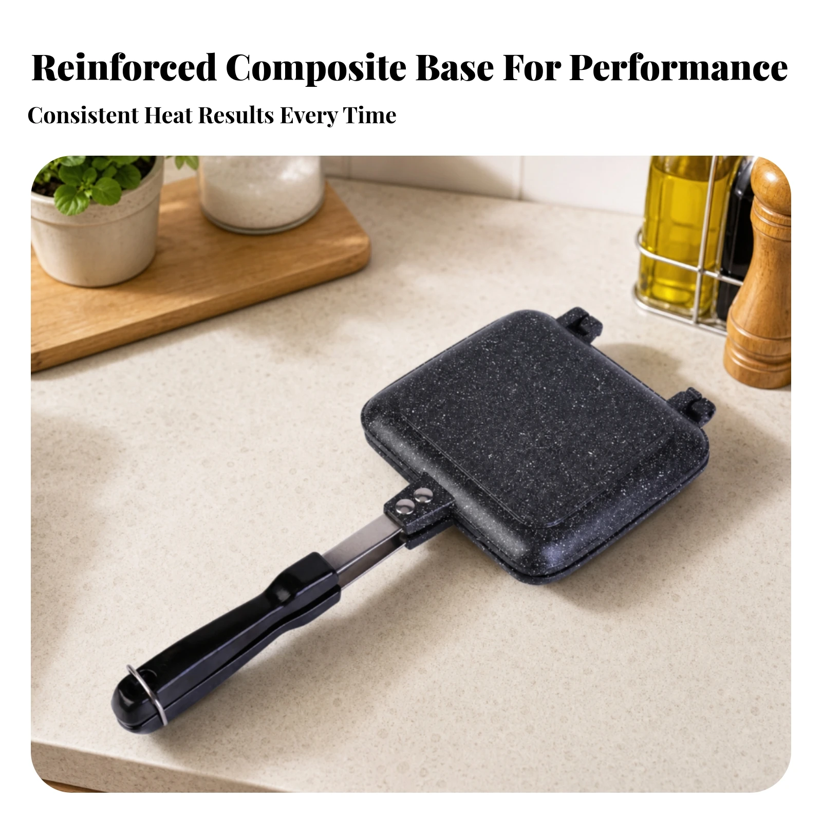 Double-Sided Sandwich Pan Induction Compatible Double-Sided Sandwich Grill Pan with Detachable Halves Stovetop Cookware