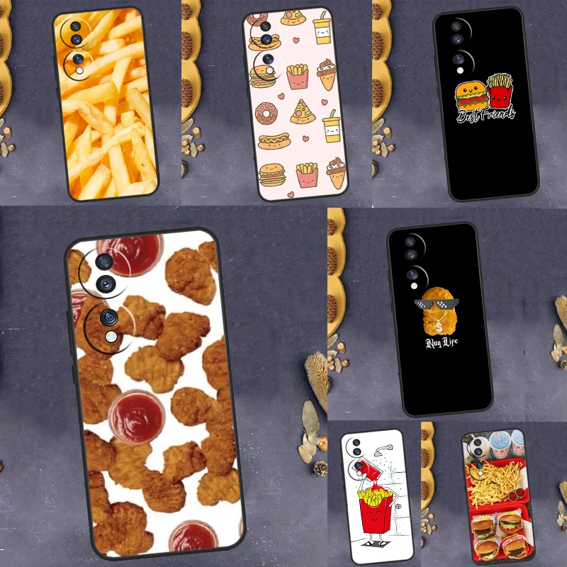 French Fries Burger Pizza Case For Huawei P30 Pro P20 P40 P50 P Smart Z Nova 5T Honor 70 50 X8 X9a Magic5 Lite Cover