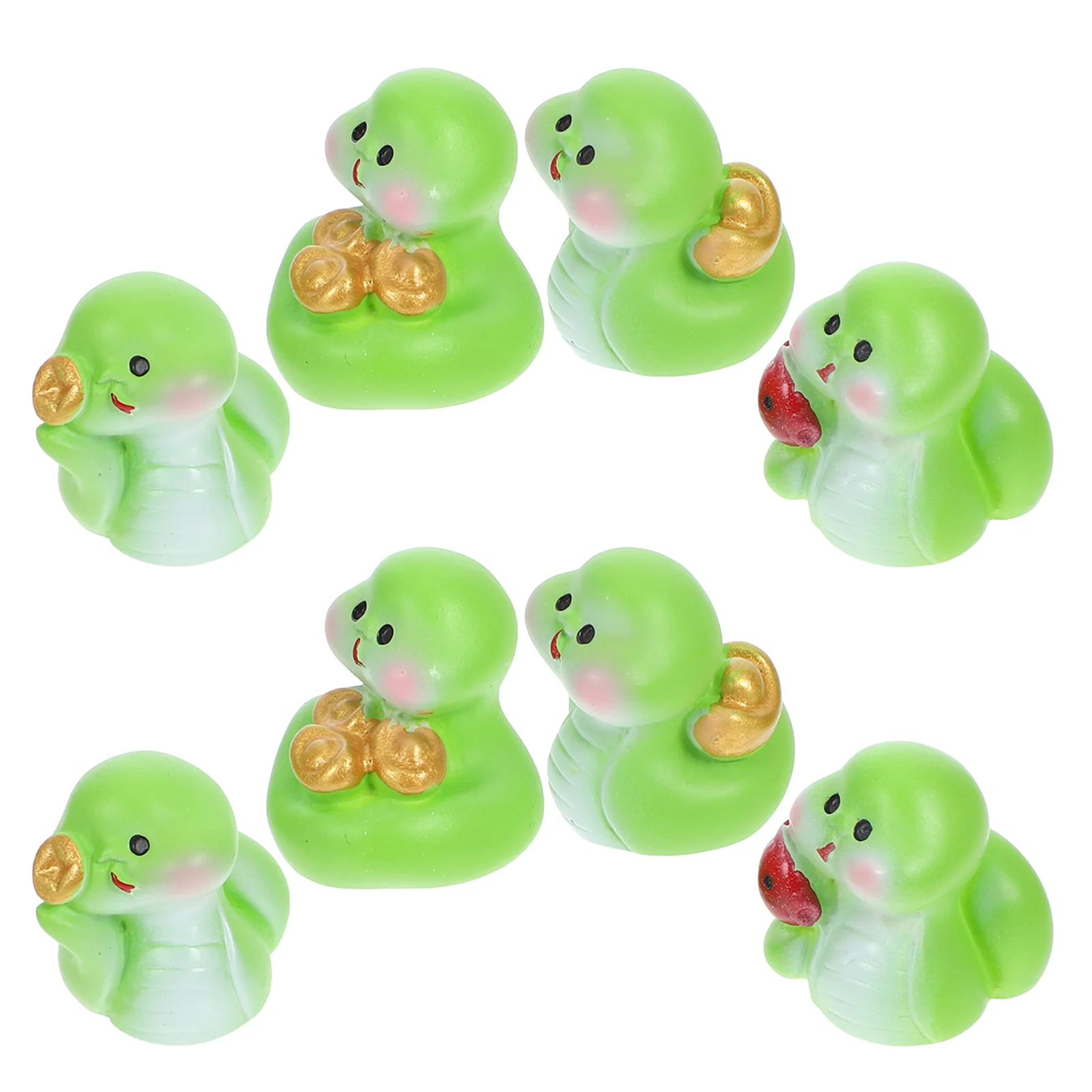 8 Pcs Lucky Snake Miniature Model Figurines Bonsai Ornament Animal Statue Garden Decoration with Small Snakes Figures