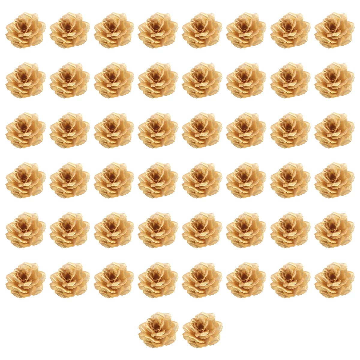رؤوس زهرة الورد الحريرية F-3C، 50 قطعة لتزيين ألبوم ملابس القبعة، ديكور الزفاف (ذهبي)
