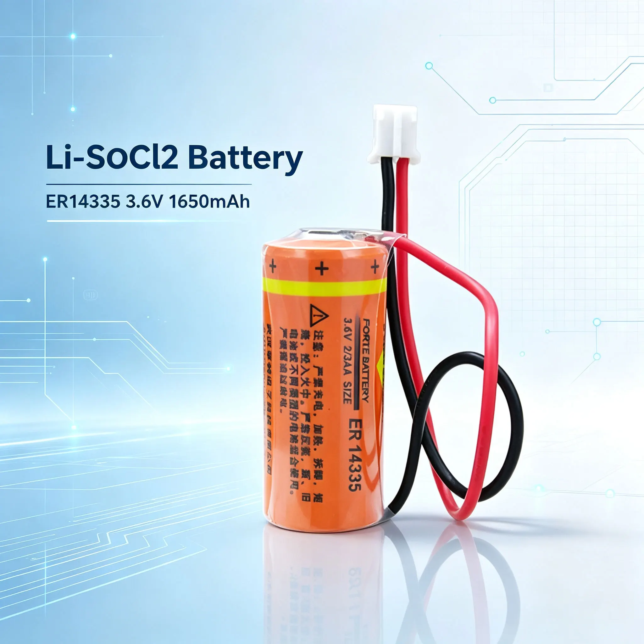 Forte ER14335 3.6V lithium battery used for industrial control servo PLC gas detector smoke alarm temperature controller