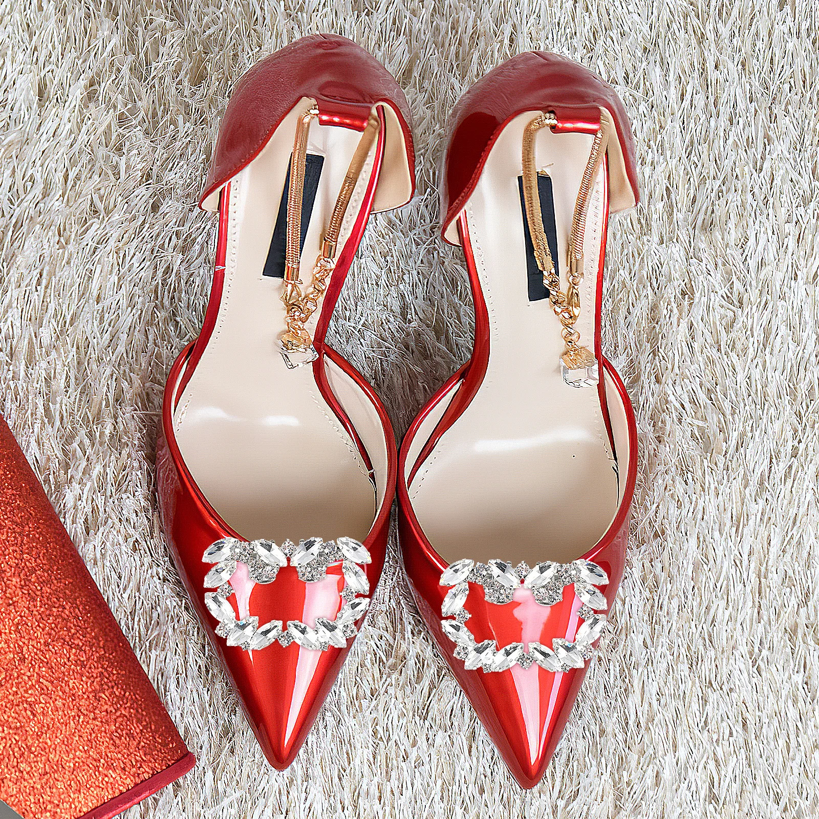 

FUNOMOCYA 1 Pair Shoe Clips Crystal Buckle Rhinestone Decorative Square Bride Accessories Jewelry Charms