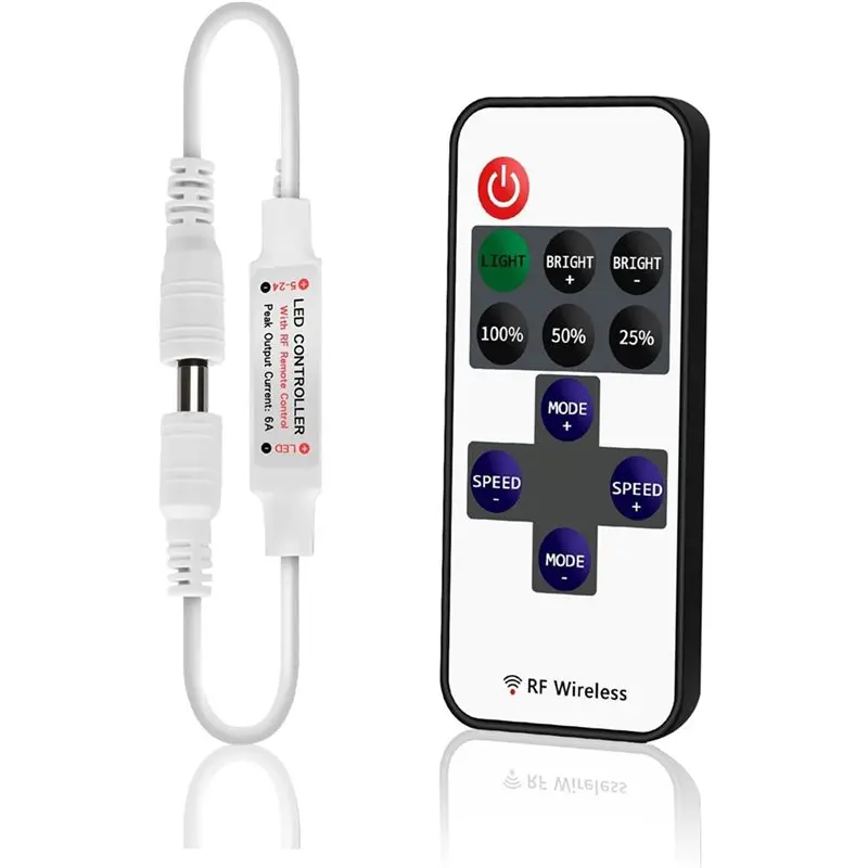~【On Sale】4X Mini Wireless Remote Controller For Single Color 3528 5050 LED Strip Lights, With DC Connector,For 5-24V DC