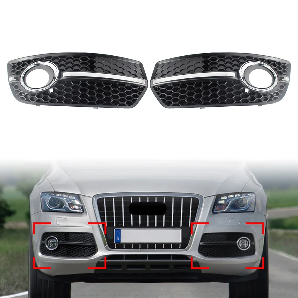 

1x Car ABS Front Bumper Grill Fog Light Lamp Covers Decoration Trim For Audi Q5 2009-2011 8R0807681A/8R0807682A