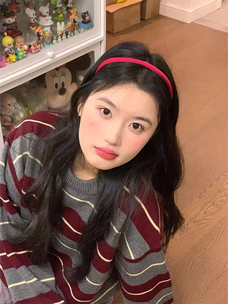 

Винтажный полосатый вязаный свитер, женский свободный ленивый ветер, повседневные пуловеры с длинными рукавами, корейские универсальные джемперы в стиле Харадзюку, новинка