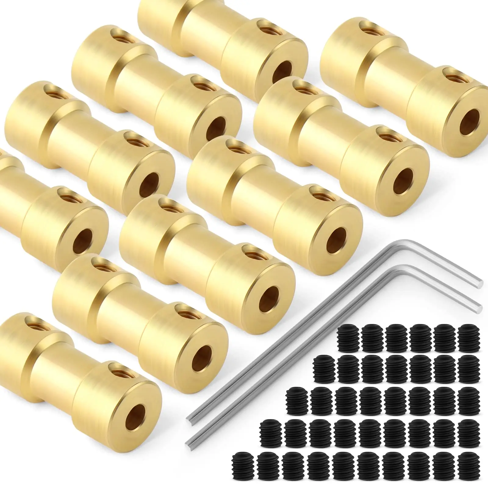 1pcs 2mm To 6mm Brass Metal Shaft Coupling With Set Screws Coupler Motor Joint Connector Rc Boat Car Airplane
