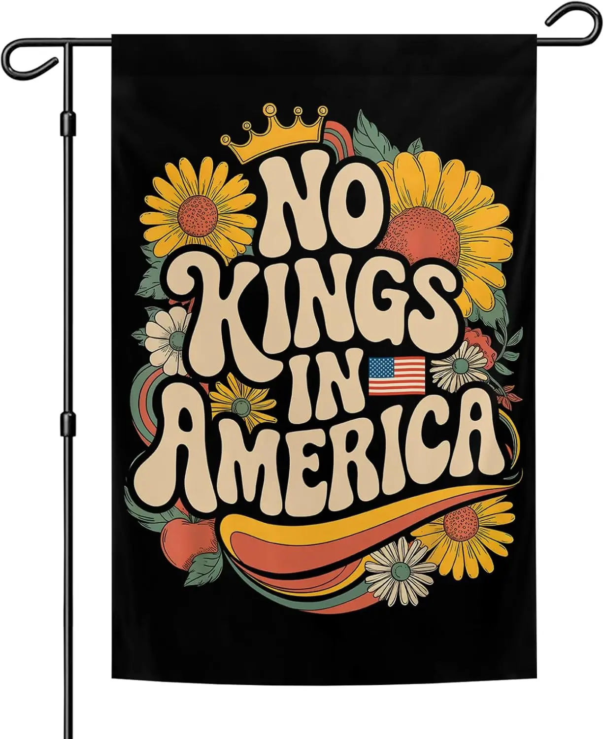 No Kings In America Garden Flag 12x18 Inch Double Sided Indoor and Outdoor Decor for Yard, Garden, Lawn, Parade, No Flagstan SSL