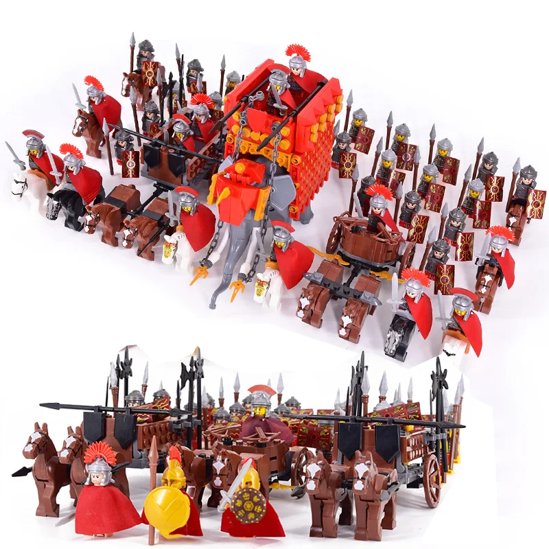 

Kids Toys Roman Elephant Soldiers Building Blocks Warhorse Chariot Spartan Knight Mini Action Figures For Kids Christmas Gifts