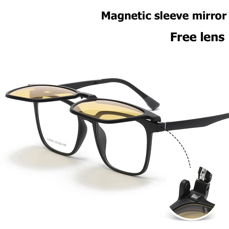 NEW Magnetic Sleeve Mirror Polarized Sunglasses Men's Driving Night Vision Goggles Clip Female Myopia Frame Eyewear Diopter