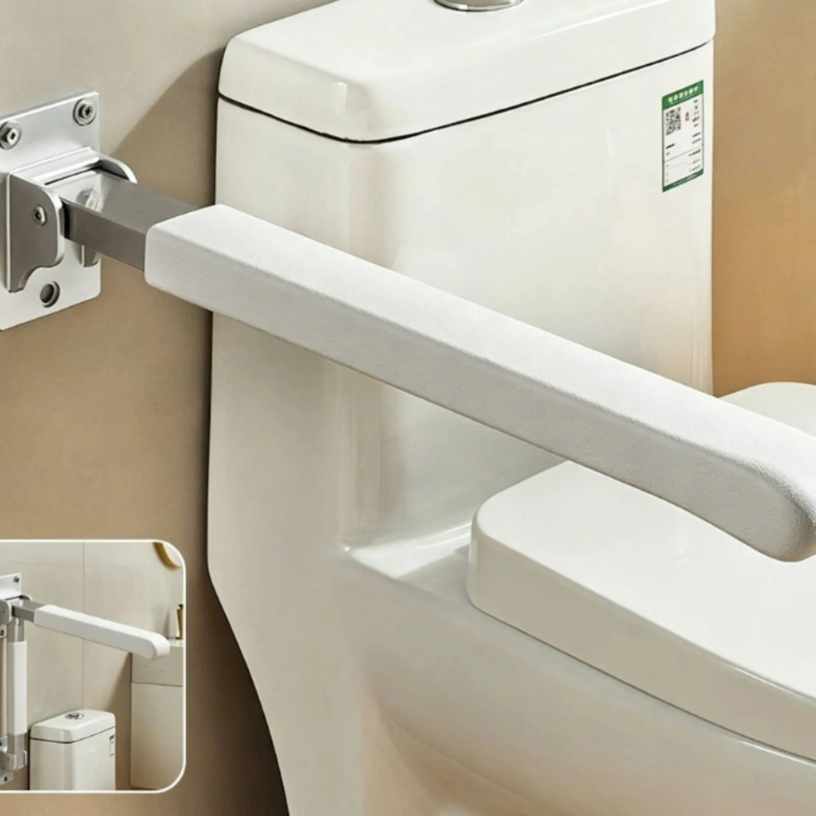 Folding Bathroom Grab Bar Space Saving Flip up Grab Bar Elderly Toilet Armrest Heavy Duty Bath Safety Aid Rust Resistant