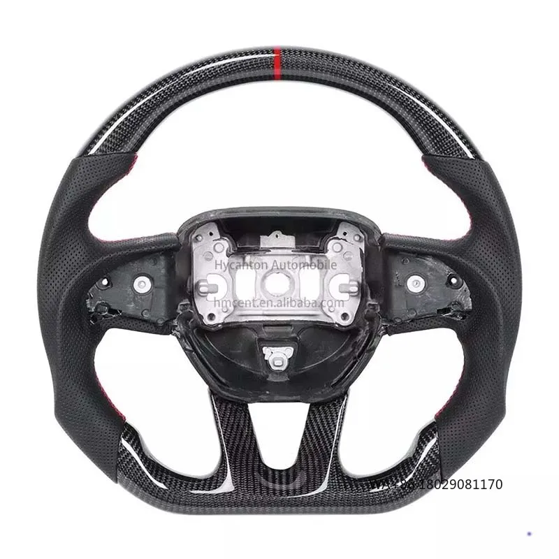 

Высококачественная перфорированная кожа из углеродного волокна с индивидуальным обновлением для рулевого колеса Dodge Charger Challenger GT