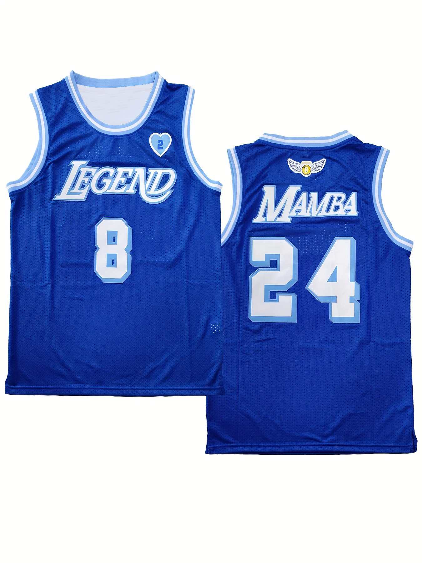 

Blue Basketball Jersey Front #8 Back #24 Breathable Mesh Sweatshirt Suitable For Basketball And Outdoor Sports Casual Design