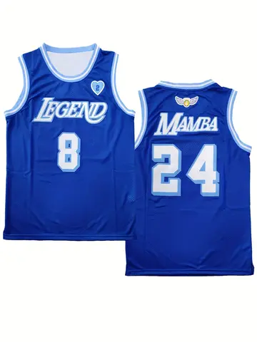 Blue Basketball Jersey Front #8 Back #24 Breathable Mesh Sweatshirt Suitable For Basketball And Outdoor Sports Casual Design