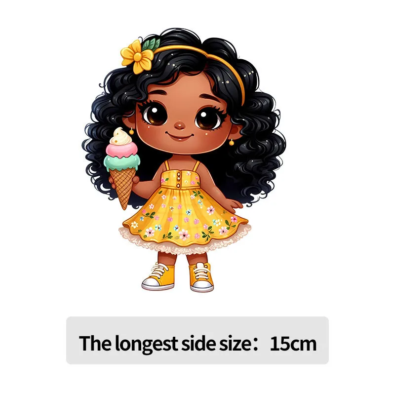 15cm Cute Girl Heat Transfer T-shirt Sweatshirt DIY Decorative Printed Stickers Washable Iron On Children\'s Clothing Stickers