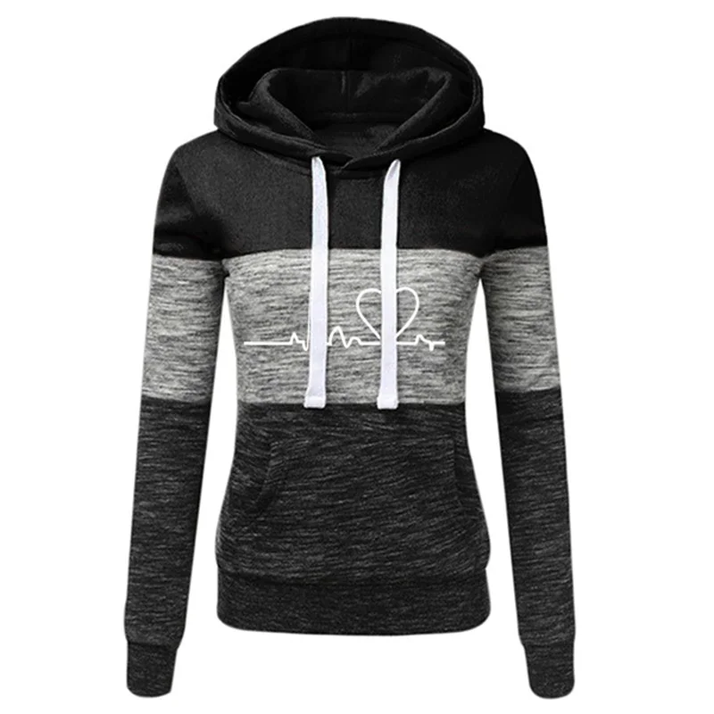 Damen-Trainingsanzug mit Print, Kapuzenpullover, Jogginghose, Farbblock-Design, vielseitig, lässig, Sport-Outfit, Größen S-3XL – Detail 9