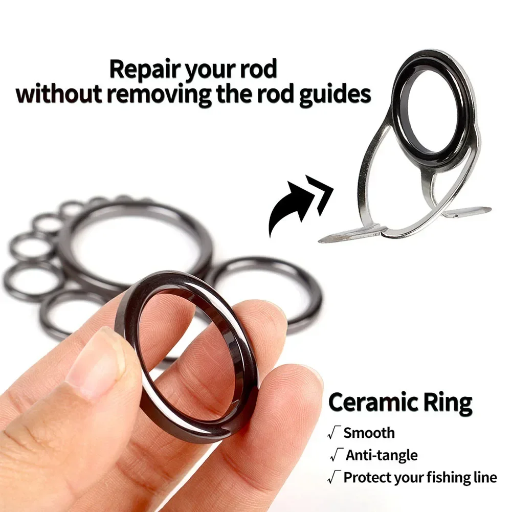 40pcsFishing Rod Repair Kit Ring  Rod Eye Replacement Kit Ceramic Guide Ring Rod Nylon Washers Plastic Insulation Spacers Seals