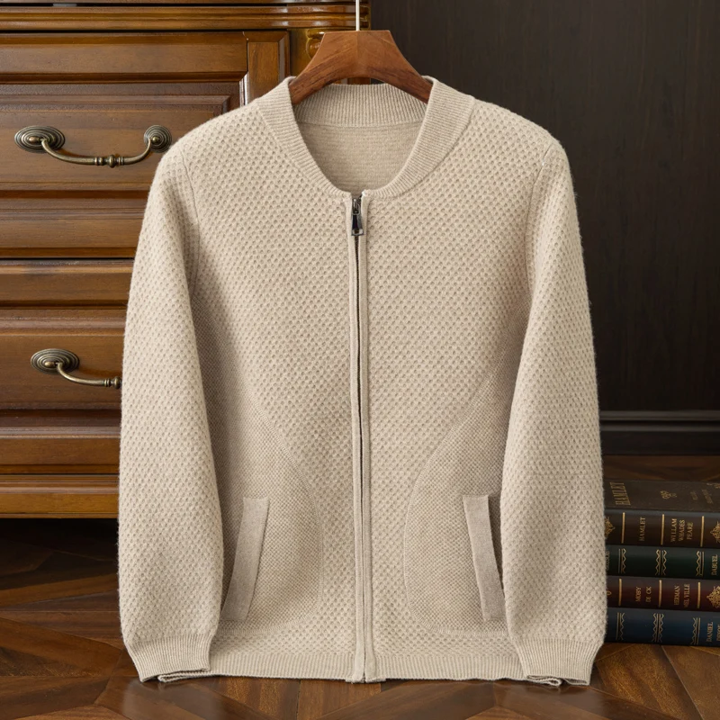 

Осенне-зимний новый мужской толстый вязаный кардиган из 100% чистой шерсти, свитер, деловая повседневная рубашка с воротником, пальто