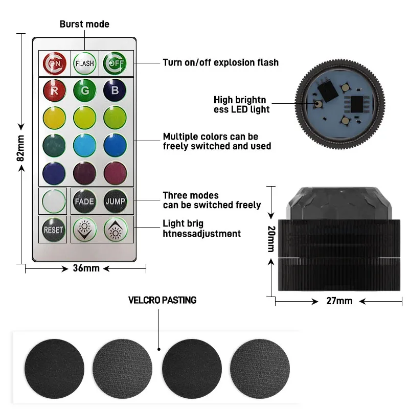 Remote Control LED Car Interior Ambient Light Wireless Adhesive Colorful Auto Roof Foot Atmosphere Lamp Decoration 13 Colors