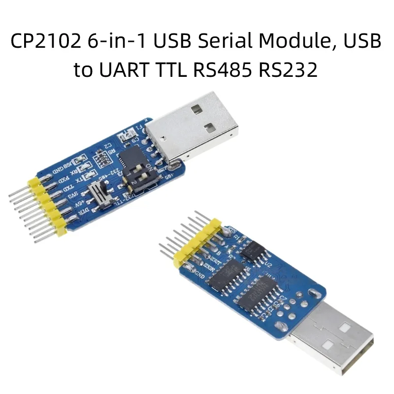 CP2102 6-in-1 Multi-function Serial Module, USB to UART TTL RS485 RS232 Bidirectional Converter, 3.3V 5V Compatible for Industri