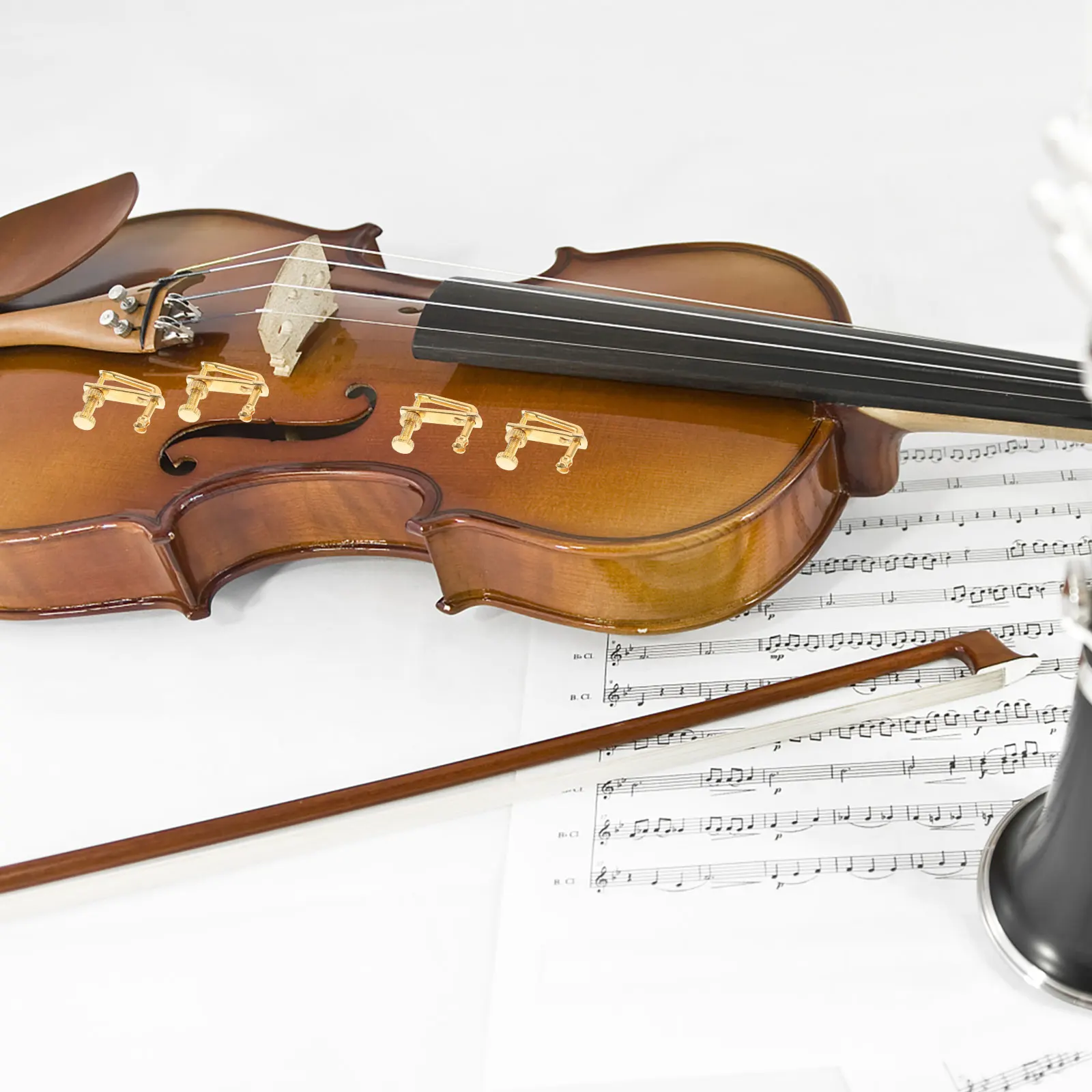 

4 Pcs Violin Metal Keys Instrument Accessories Tuning Tools for 4/4 3/4 Violins Gold Color Lightweight Durable Easy