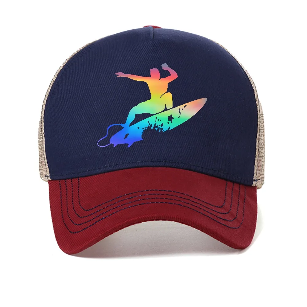 

Hilarious Surf Wave Hawaiian print mesh baseball cap fashion adjustable trucker caps casual summer sun Snapback hats