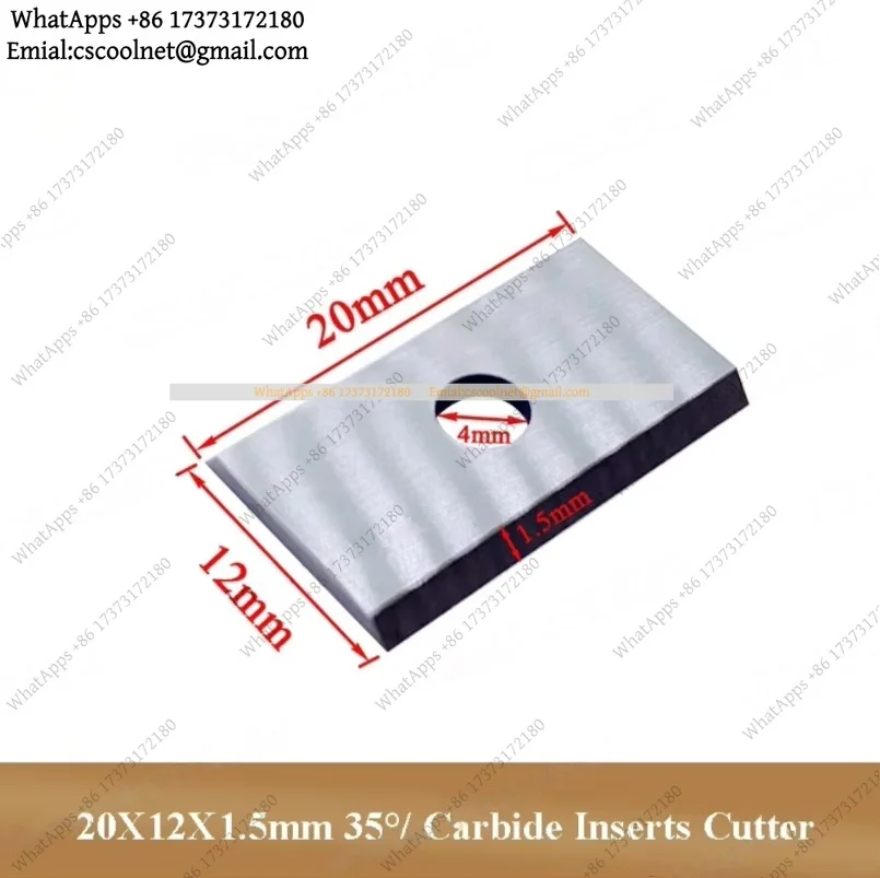 10PCS 20x12x1.5mm 35° Carbide Inserts Compatible With Woodworking Helical Planer Cutter Heads Surfacing Groove Replacement