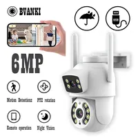 6MP WiFi IP Camera PTZ Dual Screens Dual Lens Auto Tracking Night Vision CCTV Surveillance Camera Outdoor Security IP Camera