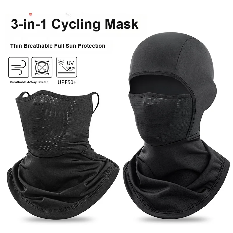 Cycling Head Cover Sweat Absorbent Lightweight Breathable Ice Silk Ear Hanging Neck Gaiter for Outdoor Sun Protection