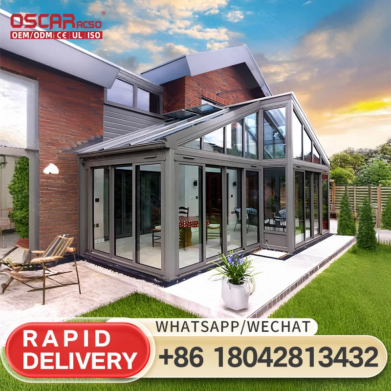 

Customized Factory Direct Modern Aluminum Glass House Sunroom for Garden Patio Backyard in Europe and America
