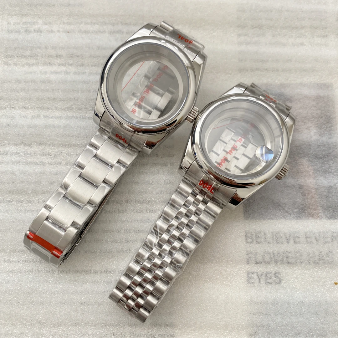 

39mm Oyster Stainless Steel Case and Strap Round Edges Full Set Sapphire Glass Watch Accessories for NH35/ NH36/ 4R/ 7S Movement