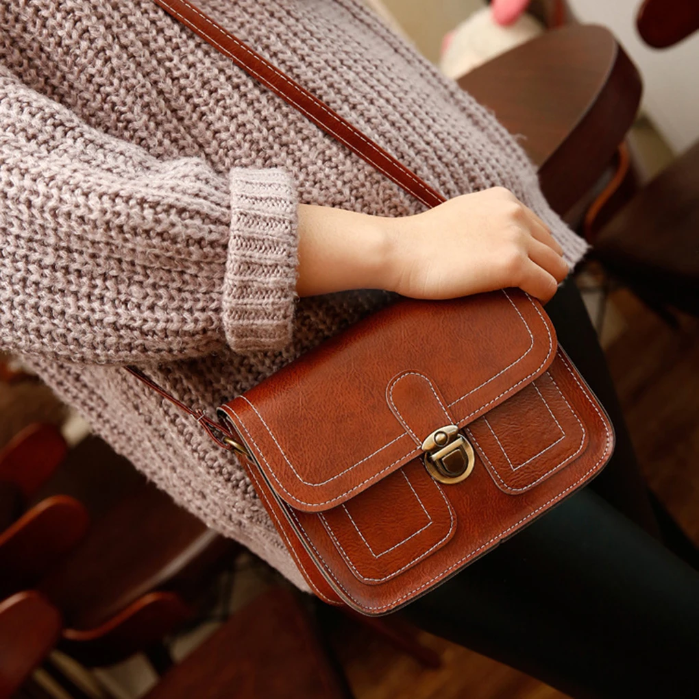 Fashion Vintage PU Messenger Bag Square Crossbody Shoulder Bags Phone Purse Travel Women Shoulder Bags