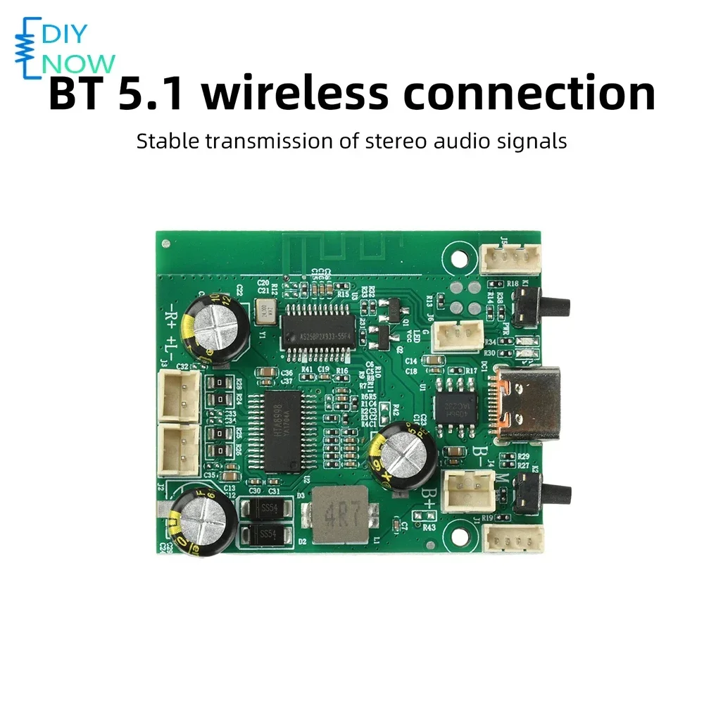 TWS Amplifier Board Bluetooth 5.1 Stereo Dual Channel 2*10W DC5V/3.7V Adjustable Rechargeable for DIY Speaker Projects