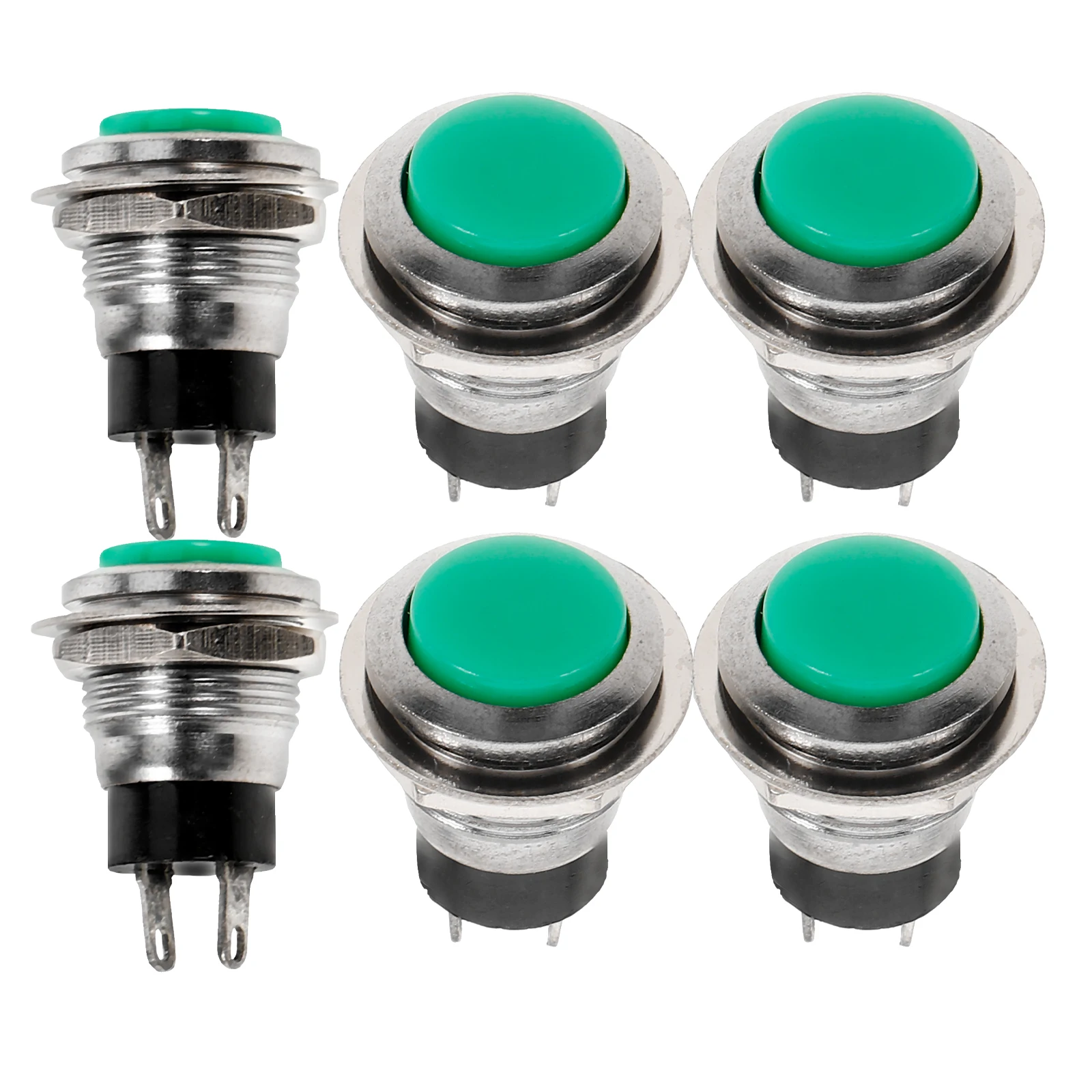 

6pcs Momentary Push Button Switch 2-Pin Self-Resetting Mini Compact Zinc Alloy Electrical Switch For Doorbell Horn