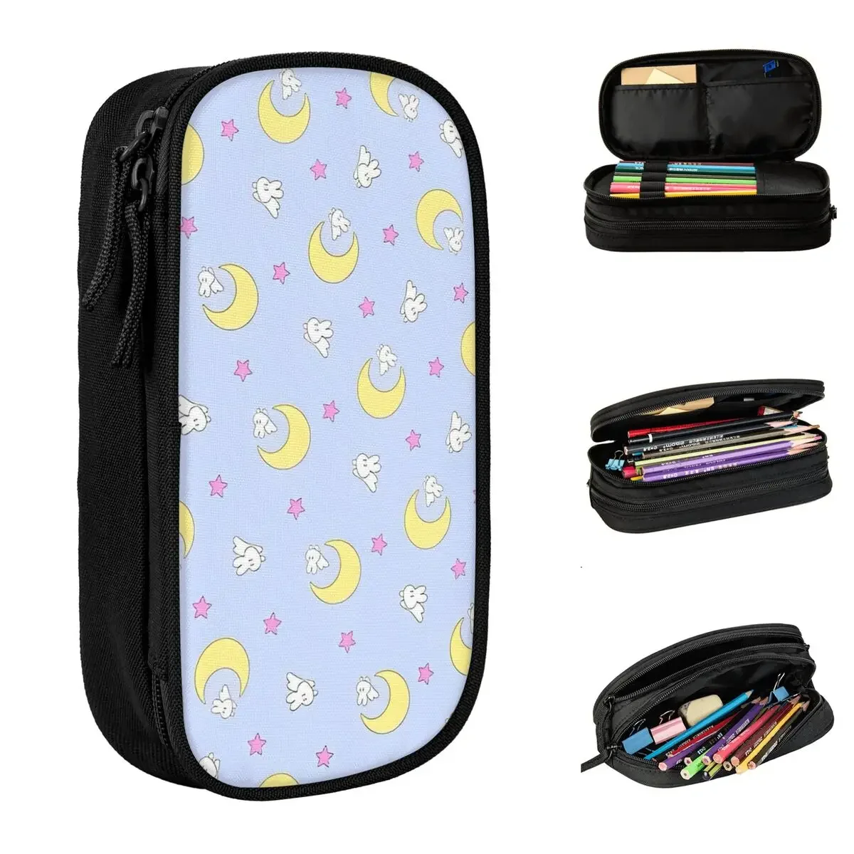 S-Sailor M-Moon Anime Kawaii Pencil Case Cartoon Cute Pen Holder Bag Girls Boys Large Storage Students School Gift Pencil Pouch