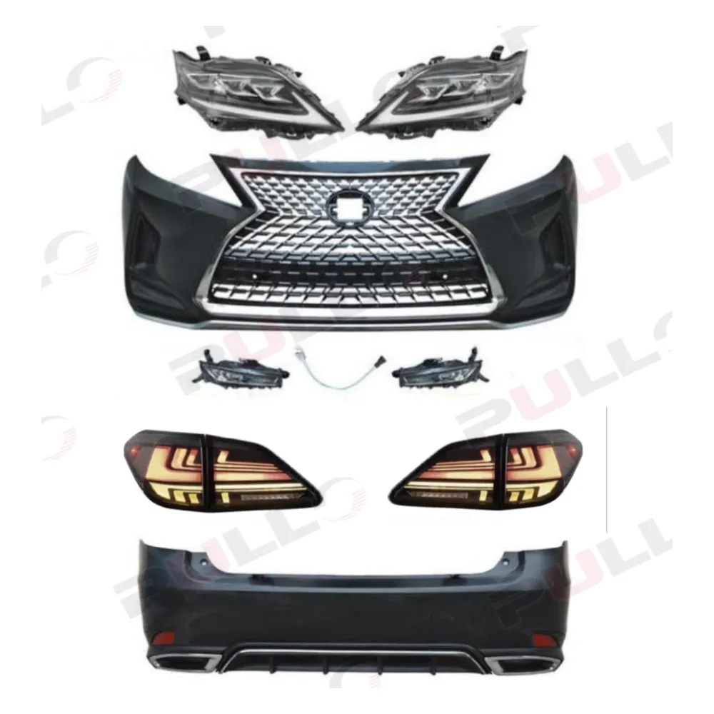 car body kit suitable for Lexus RX 2009-2015 Lexus RX upgrade to 2021 front face bumper with 3 lens headlights