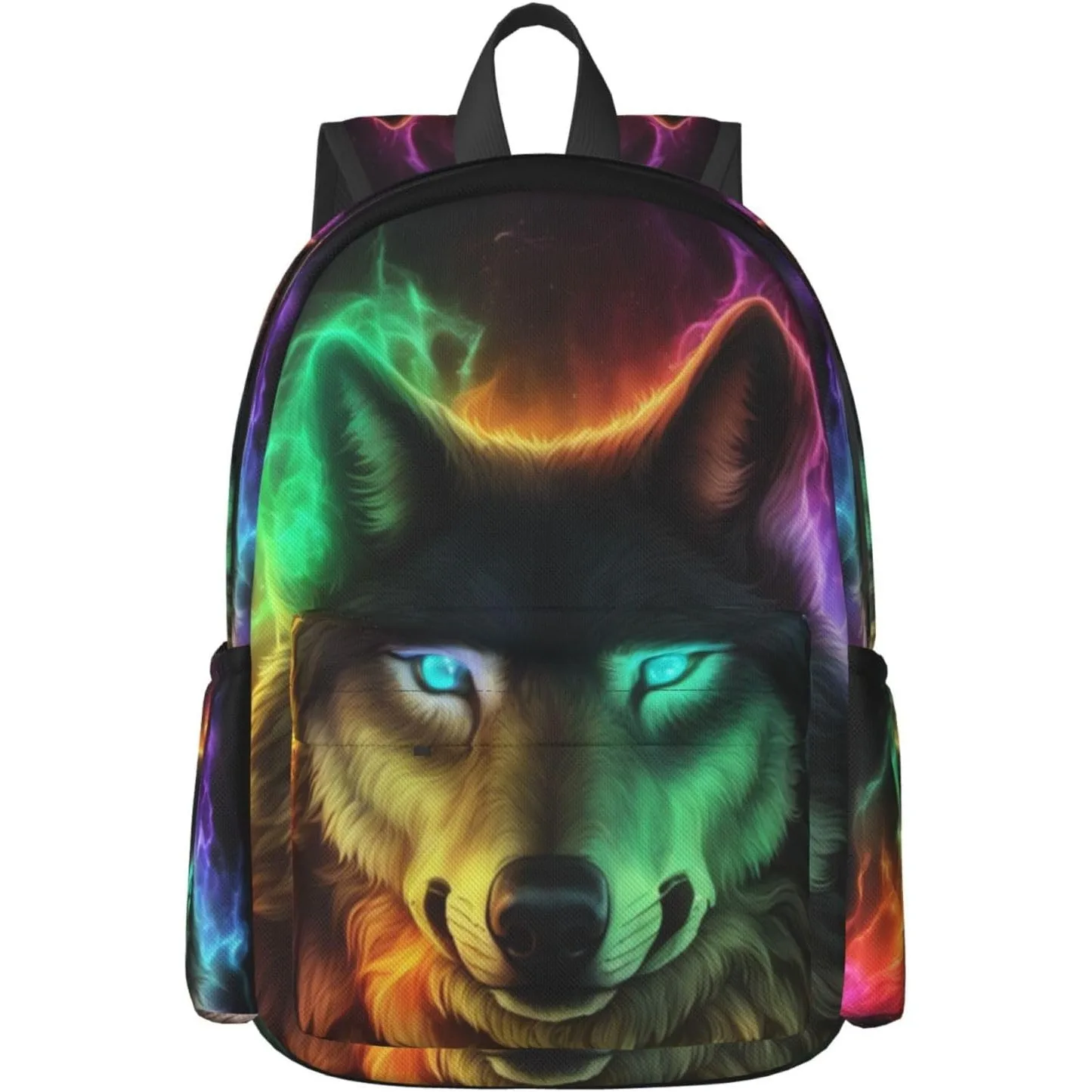 

Рюкзак Colorful Wolf Fantasy Burning Рюкзак для ноутбука с полным принтом Школьная сумка для книг Сумка на плечо для путешествий Рюкзак